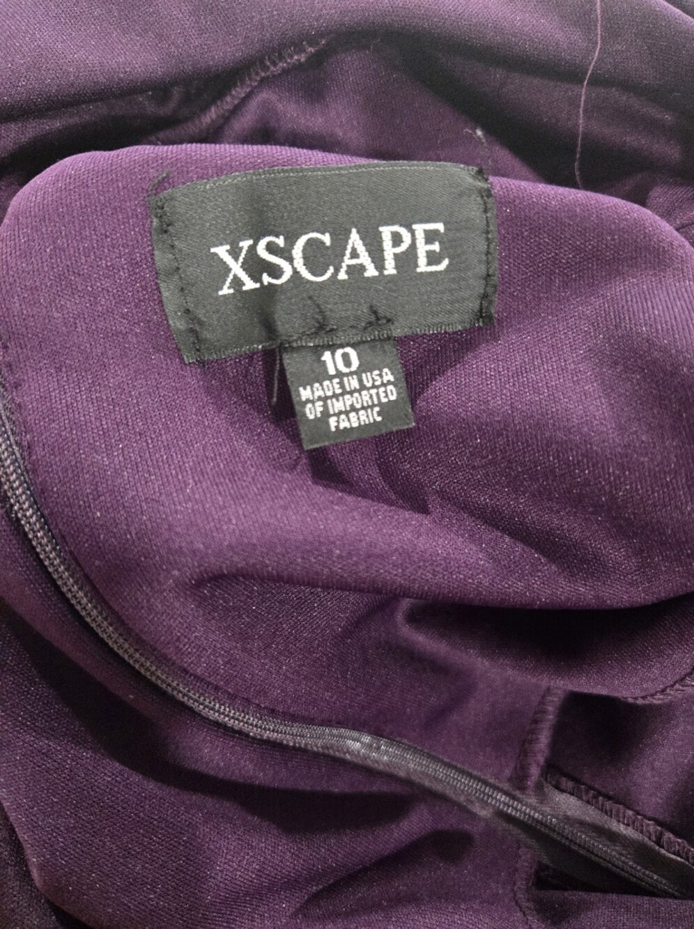 Xscape Long Sleeve Ruched Evening Gown in Deep Plum - Picture 3 of 3